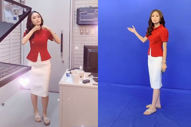 Việc nữ MC đứng ở phông nền xanh cũng là một điều rất thú vị với khán giả về thực tế ghi hình.
