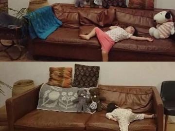 Mẹ khoe dáng ngủ đáng yêu của hai con gái, ai cũng giật mình: Nguy hiểm quá!