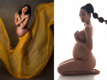 2 ngày trước khi đi đẻ, MC Phương Mai bạo dạn cởi hết khoe bụng bầu, vòng ngực 1 mét