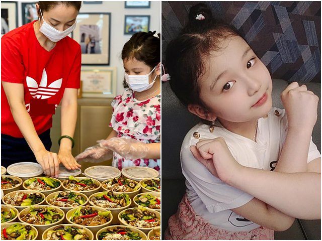 Con gái Hoa hậu Jennifer Phạm cùng mẹ nấu cơm gà, cháo bào ngư gửi tuyến đầu chống dịch
