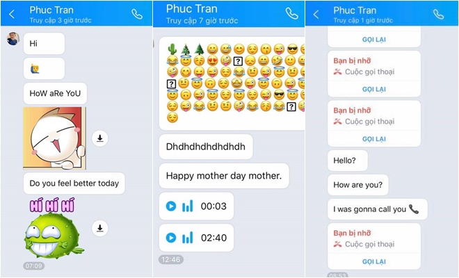 Những tin nhắn của Gia Phúc dành cho mẹ, hỏi thăm sức khỏe, chúc mừng mẹ...