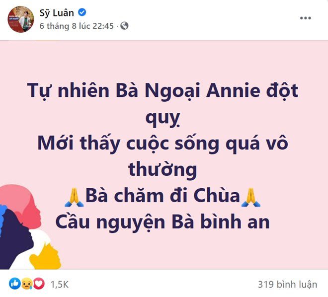 Sỹ Luân cám ơn bà ngoại của con gái. Mới đây bà ngoại của bé bị đột quỵ khiến nam ca sĩ rất lo lắng.