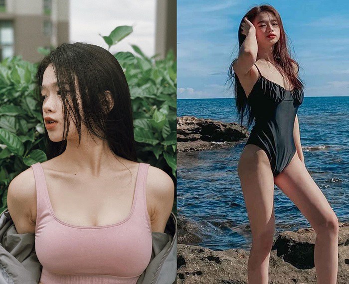 Ở tuổi 19, cô nàng rất chăm khoe vòng 1 khủng trong những chuyến du lịch hay các hoạt động thường ngày.