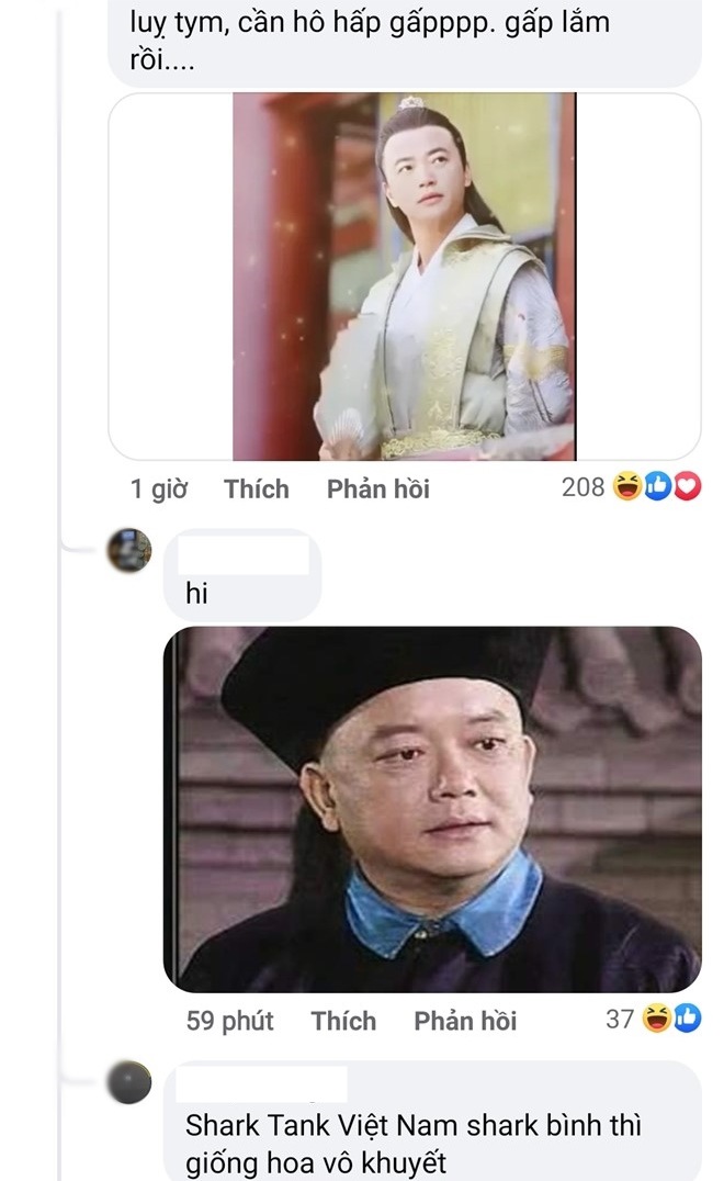 Fan cũng bật cười tìm ra Shark Bình rất giống Hòa Thân! Có người lại cho rằng Shark giống Hoa Vô Khuyết.