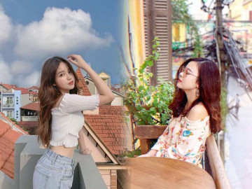 Chụp ảnh ở ban công tại gia, chị em thêm niềm vui mùa giãn cách