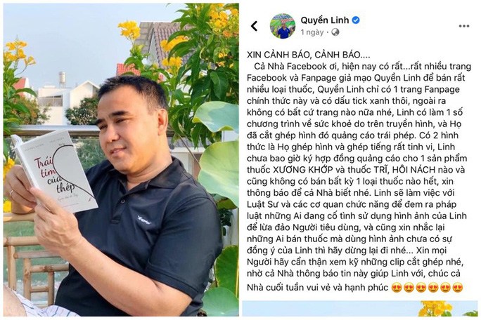 MC Quyền Linh đứng ra cảnh báo, khẳng định không quảng cáo cho bất kỳ sản phẩm thuốc nào.