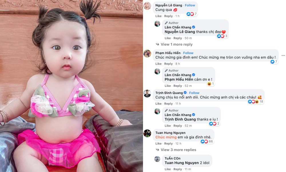 Người hâm mộ và đồng nghiệp bất ngờ khi Lâm Chấn Khang giữ kín việc con gái chào đời, hết lời khen ngợi diện mạo của bé Tina.