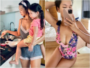 Làm mẹ - Mắc kẹt 3 tháng ở biển vì dịch, hết sang chảnh, Hà Anh mặc đồ bộ bồng con nấu ăn