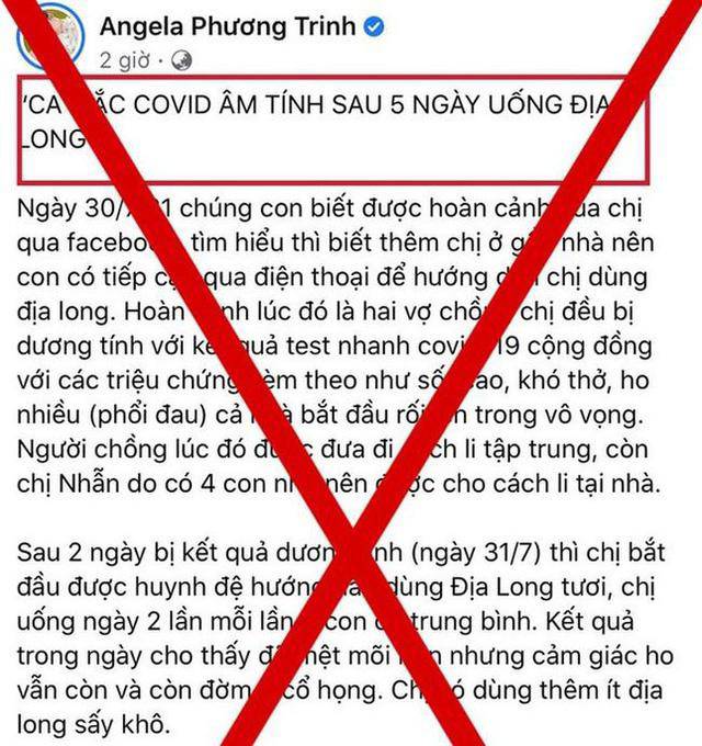 Angela Phương Trinh lên tiếng sau thông tin sẽ xử lý cá nhân tuyên truyền giun đất chữa COVID-19 - 2