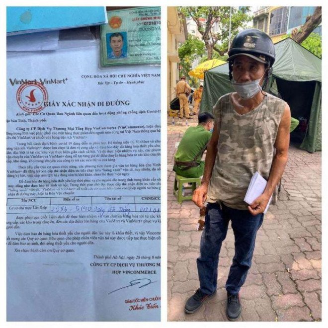 Tài xế T. trình bày giấy đi đường giả là nhặt được và tự điền tên vào để đi.