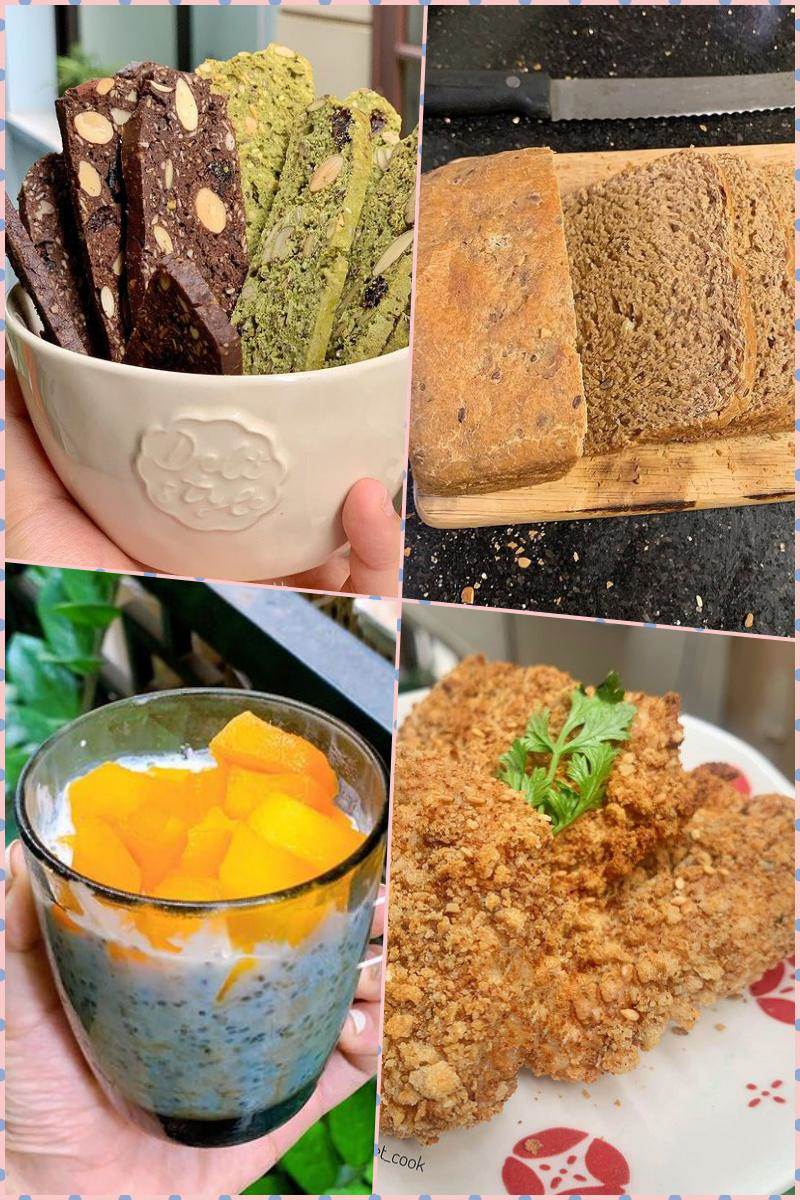 Cô nàng thường chọn thực phẩm đến từ các loại ngũ cốc như yến mạch, hạt. Cô nàng còn tự làm bánh mỳ nguyên cám healthy hay thậm chí là chế ra cả món gà rán cho người ăn kiêng.