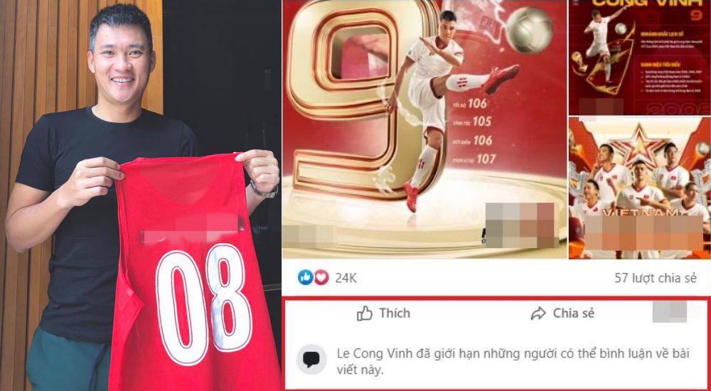 Sau Trấn Thành, Công Vinh cũng kiểm soát bình luận trên fanpage ở một số bài viết để hạn chế sự công kích từ anti-fan.