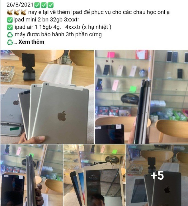 Máy tính bảng được rao bán trên khắp các chợ mạng. (Ảnh chụp màn hình)