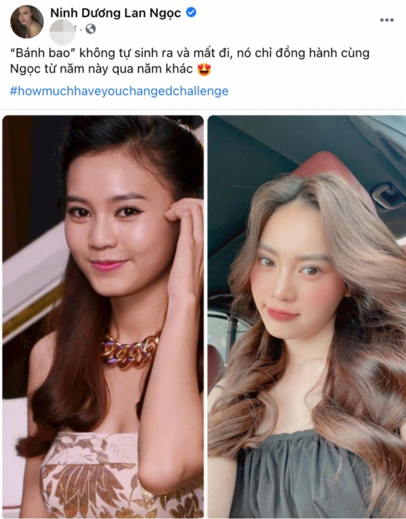 Ninh Dương Lan Ngọc là một trong những ngôi sao bắt trend nhanh nhất. Nàng ngọc nữ màn ảnh Việt hóm hỉnh viết: Bánh bao” không tự sinh ra và mất đi, nó chỉ đồng hành cùng Ngọc từ năm này qua năm khác. Có thể thấy, Lan Ngọc có nét xinh đẹp, dịu dàng ngay từ những năm đầu tham gia nghệ thuật.