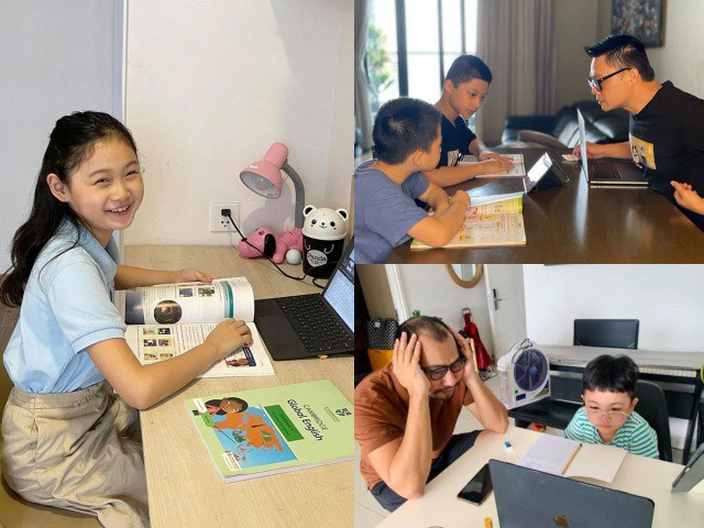 Con học online ở nhà: Huỳnh Đông ôm đầu bất lực, BTV Quang Minh ngồi kèm "sát sàn sạt"