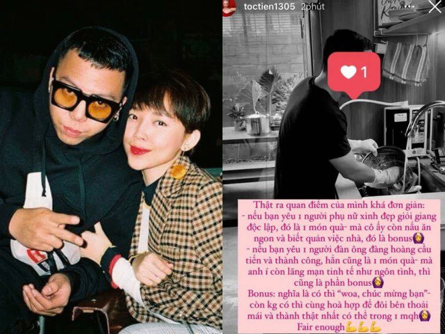 Đăng ảnh chồng rửa chén, Tóc Tiên cảnh tỉnh chị em bớt ngôn tình, sống thực tế hơn