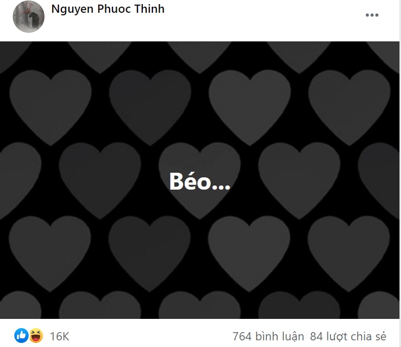 Nam ca sĩ than béo trên trang cá nhân.