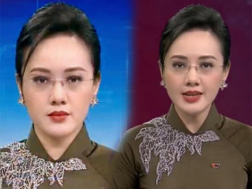 BTV Hoài Anh được khen quý phái khi mặc áo dài dẫn chương trình Thời sự