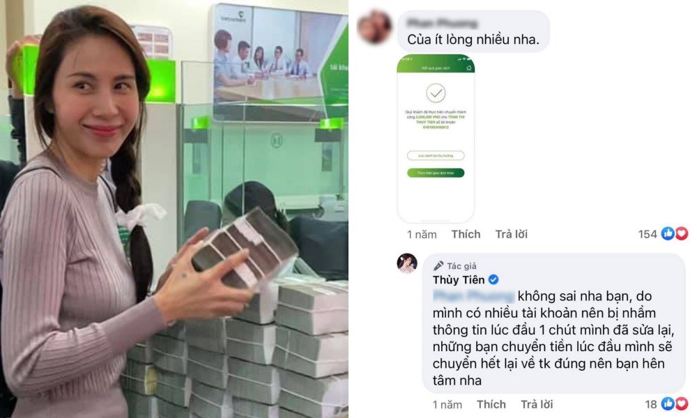Ngoài ra trong quá khứ, Thuỷ Tiên từng có bình luận khẳng định mình có nhiều tài khoản. Chia sẻ này là lý do vừa qua nữ ca sĩ bị cho là kêu gọi từ thiện bằng nhiều tài khoản khác nhau nhưng chỉ sao kê 2 tài khoản.