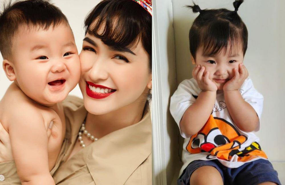 Con trai Hòa Minzy là nhóc tỳ được chú ý nhất nhì Vbiz ở thời điểm hiện tại. Fanpage của cậu bé đã cán mốc 1 triệu người theo dõi dù mới lập được vài tháng.