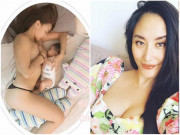 Bà bầu - Mặc độc chiếc quần nhỏ xíu nằm cho con bú, nữ ca sĩ khiến dân tình "bỏng mắt"