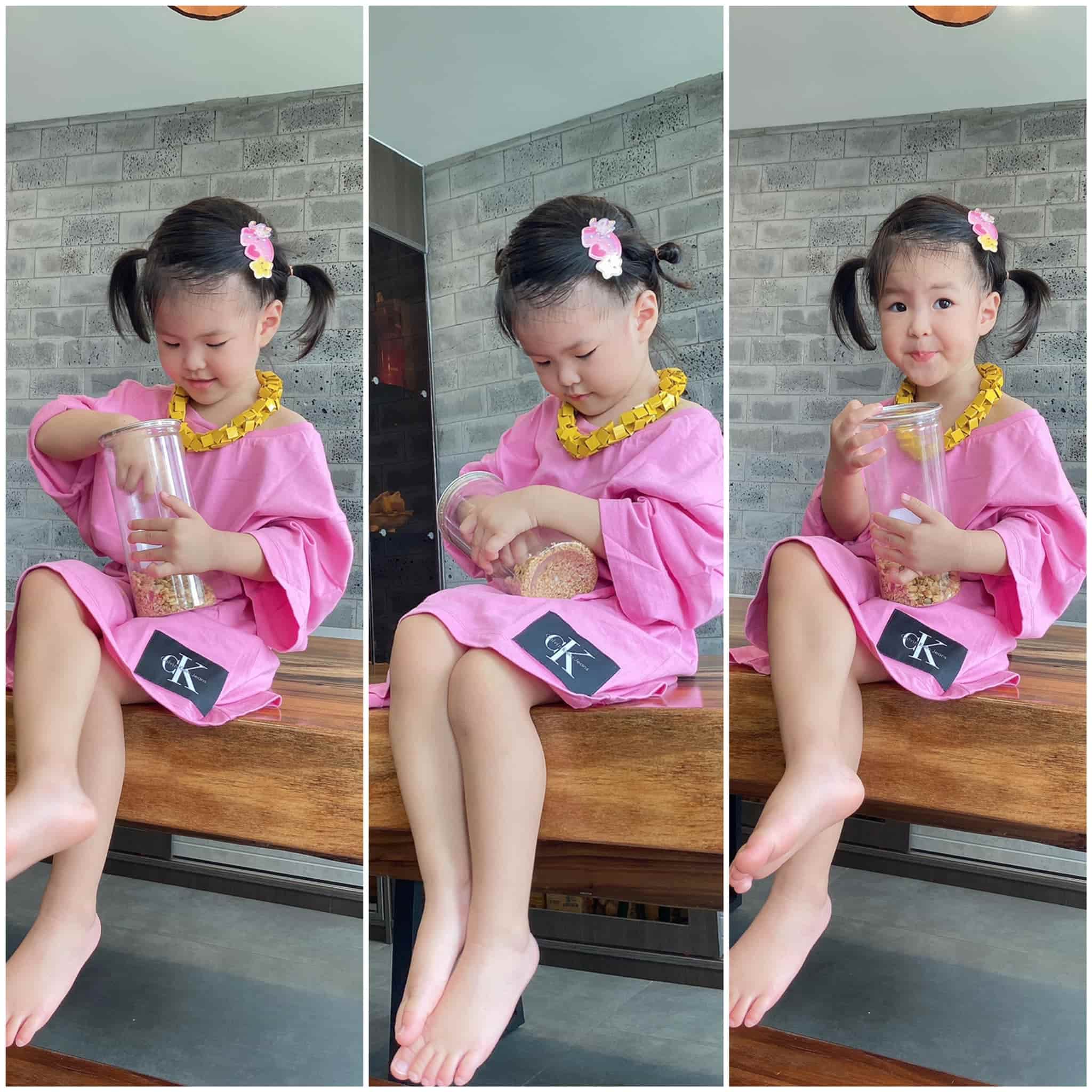 Mùa dịch khó sắm quần áo, Lê Phương hô biến đồ bộ U40 cho con gái 2 tuổi mặc - 3