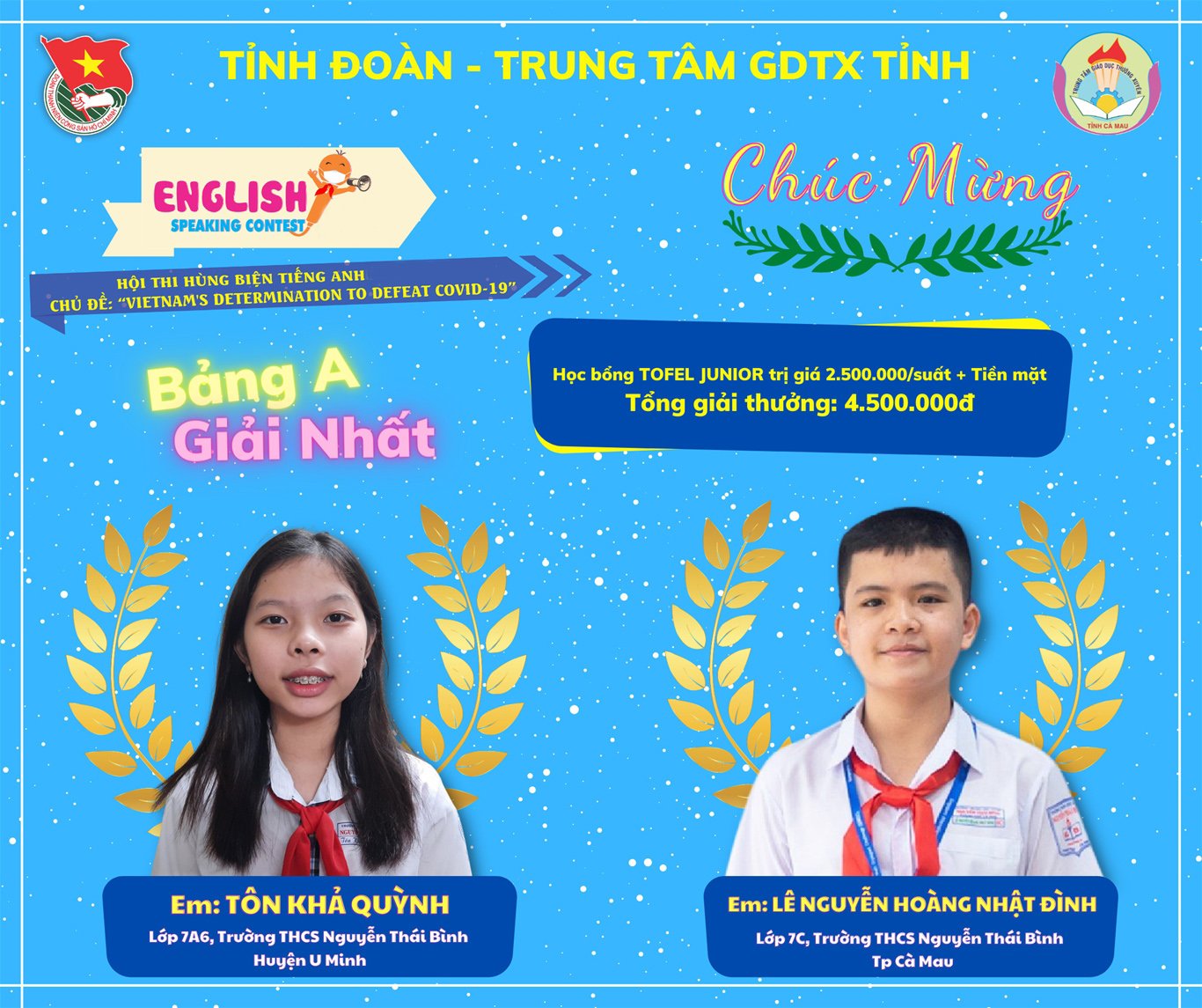 Tôn Khả Quỳnh đạt giải Nhất cuộc thi “Hùng biện tiếng Anh”