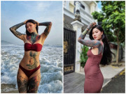 Bà bầu - "Mỹ nhân xăm trổ" cưới 7 năm mới mang bầu, chồng "hầm hố" nhưng cưng vợ hết nấc