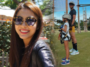 Làm đẹp - Tăng Thanh Hà hiếm hoi khoe mặt con gái rất rõ, góc nghiêng chuẩn gen mẹ, chân dài như hoa hậu