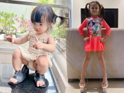 Thời trang - Con gái Đông Nhi xỏ cao gót của bà ngoại trổ tài catwalk, thần thái không thua người mẫu chuyên nghiệp