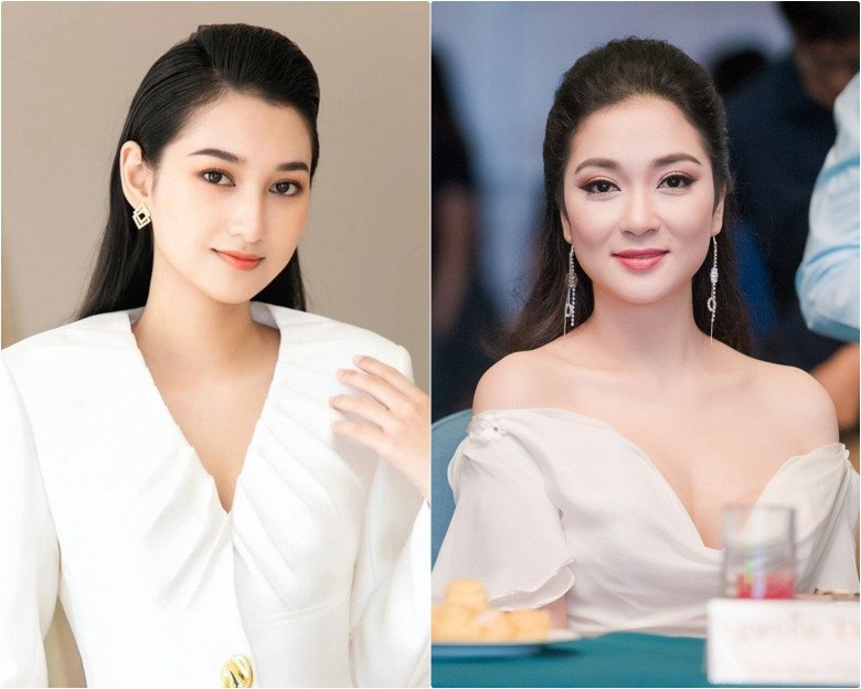 Đáng chú ý hơn, Phương Linh còn gây ấn tượng tuyệt đối với gương mặt phúc hậu, dịu dàng đẹp tựa Hoa hậu Nguyễn Thị Huyền - Hoa hậu Việt Nam 2004.