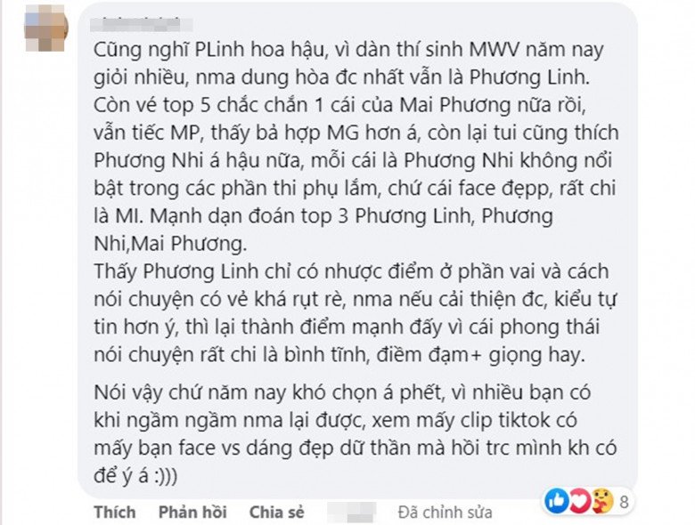 Có người còn chỉ ra, Phương Linh đang còn nhược điểm phần vai hơn rụt, cách nói chuyện còn rụt rè. Tuy nhiên, nếu cải thiện được thì cô nàng sẽ rất bùng nổ.