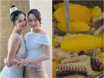 Minh Hằng bị ốm nhom vì bệnh sau đám cưới, được đàn em tặng rắn hầm đu đủ bổ dưỡng