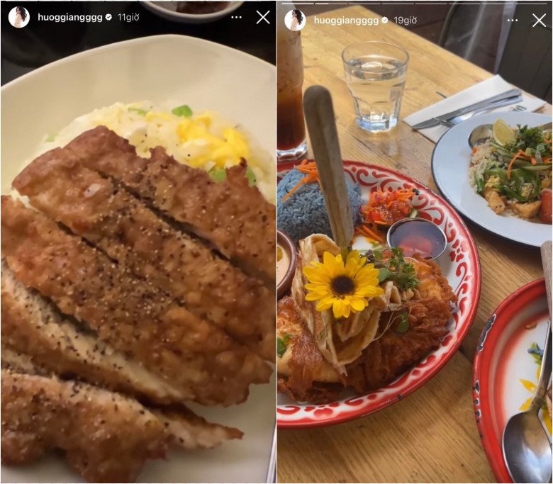 Nếu theo dõi Hương Giang trên mạng xã hội, đặc biệt là các story, không khó để có thể thấy cô nàng ăn rất nhiều. Đa số các món ăn đều giàu năng lượng với đầy đủ các thành phần: tinh bột, chất béo và chất xơ.