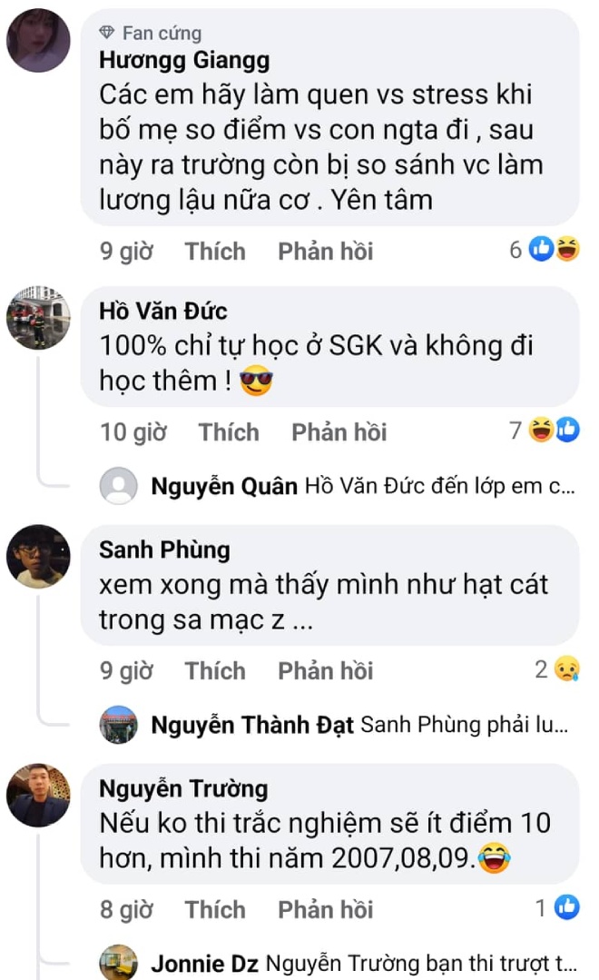 Phản ứng của cư dân mạng khi liên tục cập nhật điểm thi top của thủ khoa các khối. (Ảnh chụp màn hình)