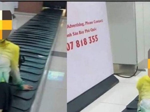 Xác minh vụ cô gái ngồi phản cảm trên băng chuyền hành lý sân bay