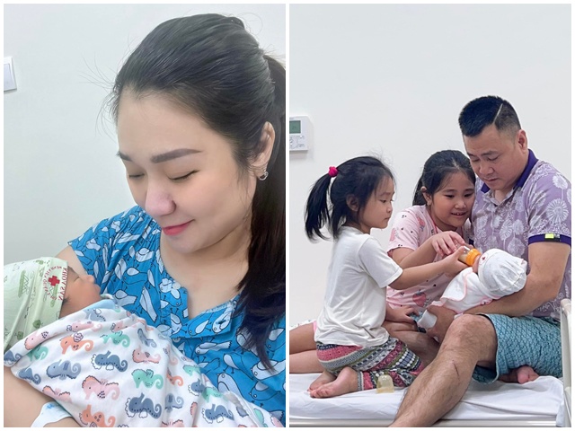 Vợ Tự Long lộ diện sau sinh con trai thứ 3, nhan sắc bà đẻ 90kg thế nào?