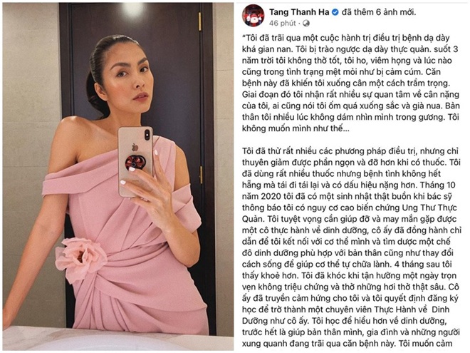 Tăng Thanh Hà trải lòng về quãng thời gian khó khăn khi điều trị căn bệnh dạ dày.