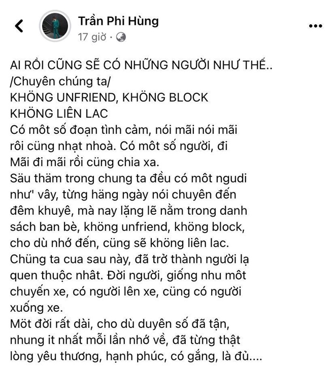 Chồng cũ Lâm Khánh Chi có chia sẻ buồn bã về chuyện đã qua.