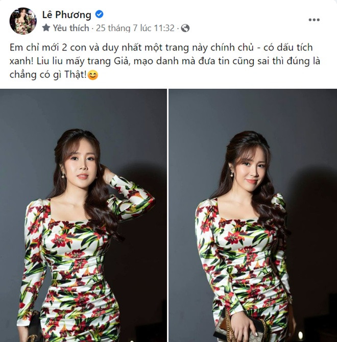 Trong một chia sẻ mới đây, nữ diễn viên khẳng định: Em chỉ mới 2 con, gián tiếp phủ nhận tin đồn mang bầu lần 3.