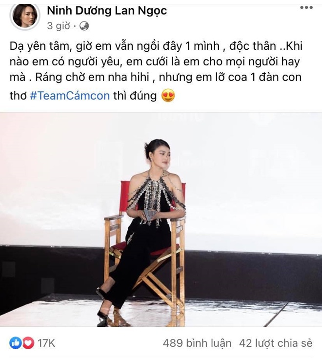 Ninh Dương Lan Ngọc khẳng định mình độc thân như một cách để phủ nhận tin đồn.