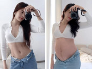 Bà bầu - Karen Nguyễn đăng ảnh "một bộ đồ, hai số phận", dân tình để ý đường sọc nâu giữa bụng bầu