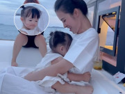 Làm mẹ - Con gái Đông Nhi Ông Cao Thắng bện hơi mẹ, liên tục dụi mặt vào ngực mẹ để hít hà thấy thương