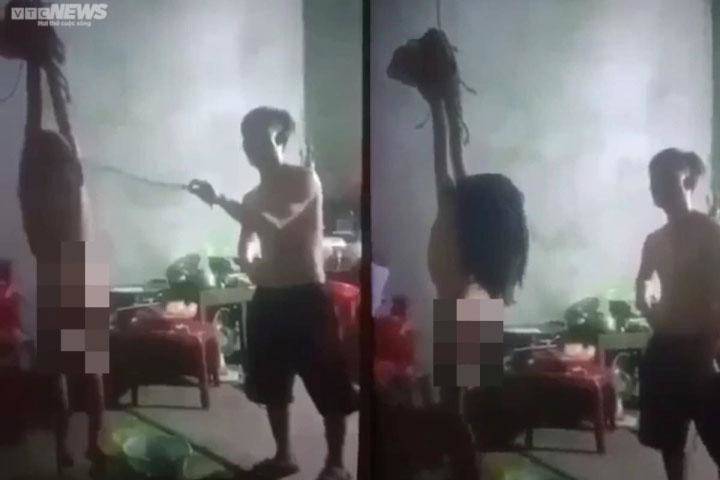 Hình ảnh cháu bé bị bố đánh đập dã man. Ảnh: VTC News