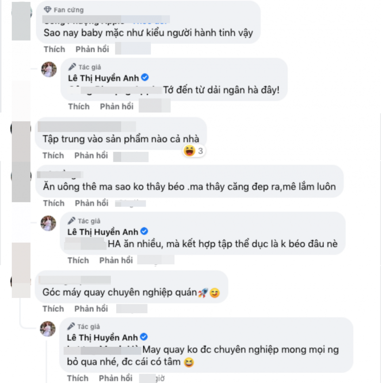 Vóc dáng quá gợi cảm của cô nàng luôn là vấn đề nhận về nhiều bình luận nhất. Đáng chú ý đó chính là câu hỏi: Ăn uống thế này mà sao không thấy béo mà càng thấy đẹp ra, mê lắm luôn. Cô nàng liền đáp rằng mình ăn nhiều nhưng kết hợp thể dục thể thao hợp lý nên không thể béo.