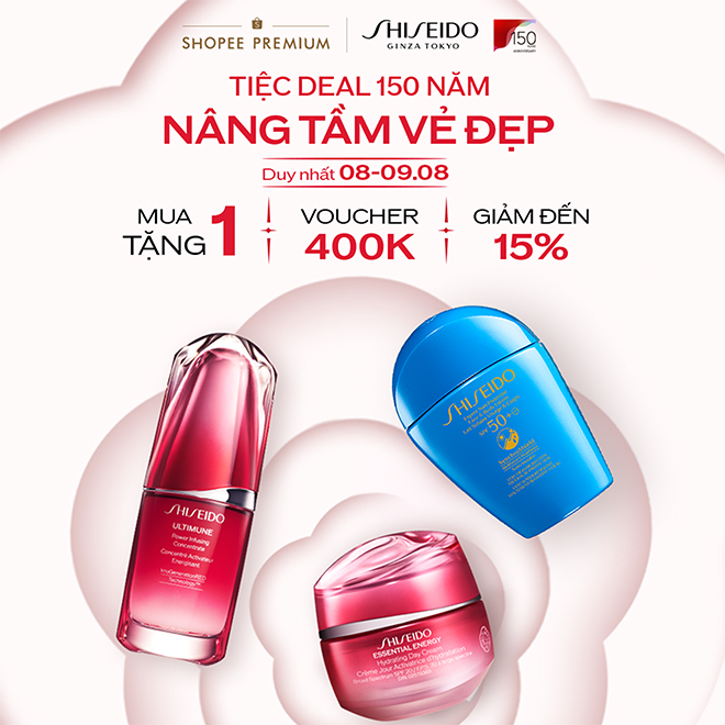Ngày Siêu Hội Thương Hiệu “Shiseido - J Beauty Essentials” sẽ chiêu đãi người dùng đại tiệc skincare với ưu đãi mua 1 tặng 1, loạt voucher giảm giá và miễn phí vận chuyển cho mọi đơn hàng.