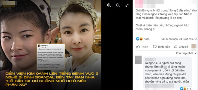 Kim Oanh bị ném đá vì bênh vực Hồ Hoài Anh, Hồng Đăng ngay sau khi scandal nổ ra.