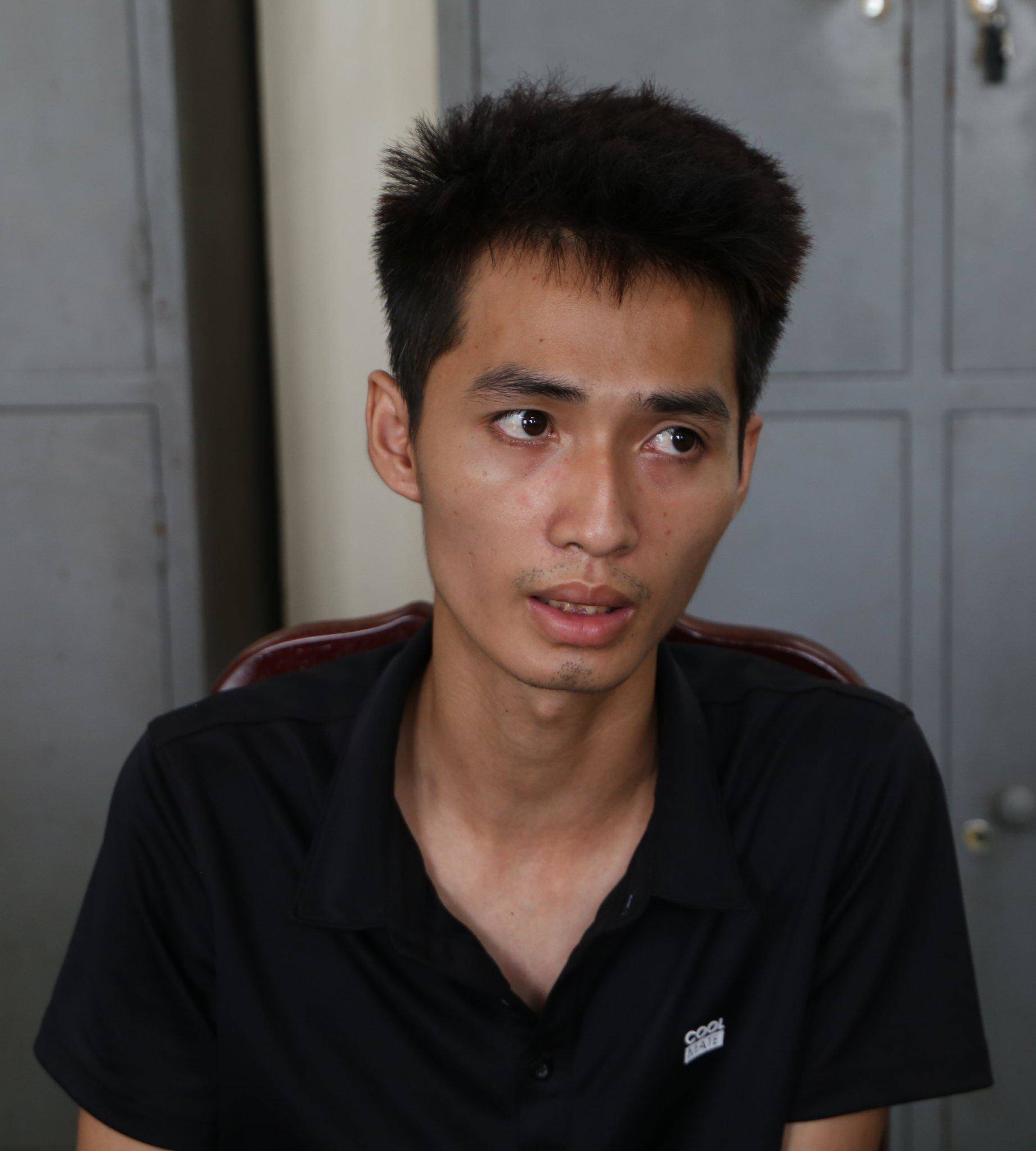 Đối tượng Nguyễn Trường Giang tại cơ quan công an
