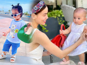 Làm mẹ - Con gái Mạc Văn Khoa đeo kính râm, tay xách túi hiệu sang chảnh không kém Lisa nhà Hồ Ngọc Hà