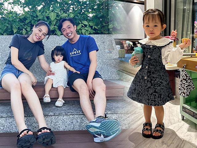 Không còn mang dép Hermes phake, Suchin nhà Đàm Thu Trang được sắm giày hiệu đồng điệu với bố mẹ